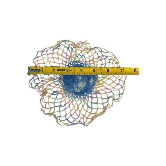 Vintage Crocheted Rainbow Ombre Daisy Sunflower Doilie 7”x6.5” Doily Cottagecore - Picture 3 of 4